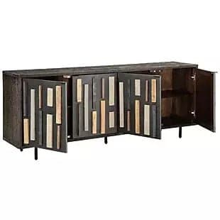 Art Deco 4 Door Accent Cabinet in Black - HER Home Design Boutique