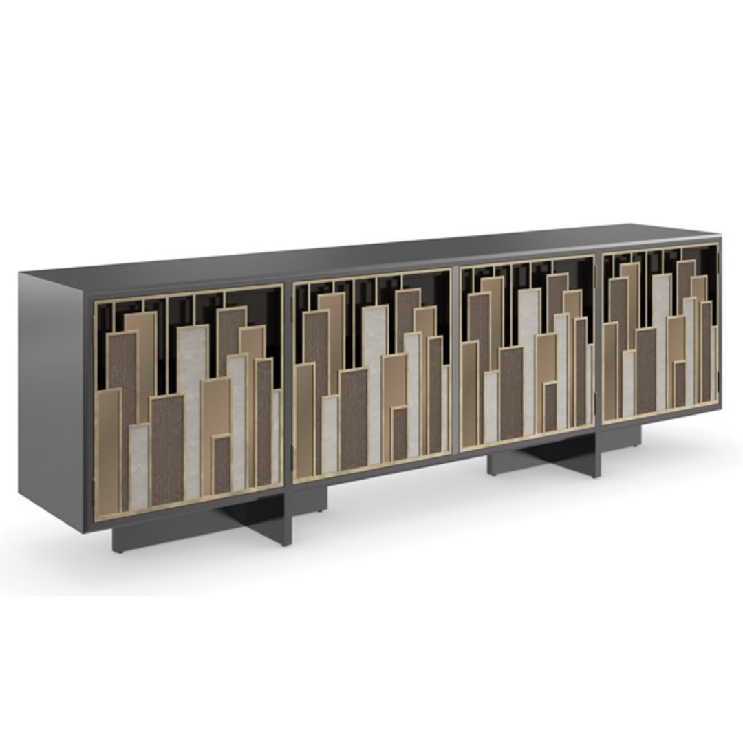 Art Deco Midtown Accent Cabinet with Mixed Metals - HER Home Design Boutique