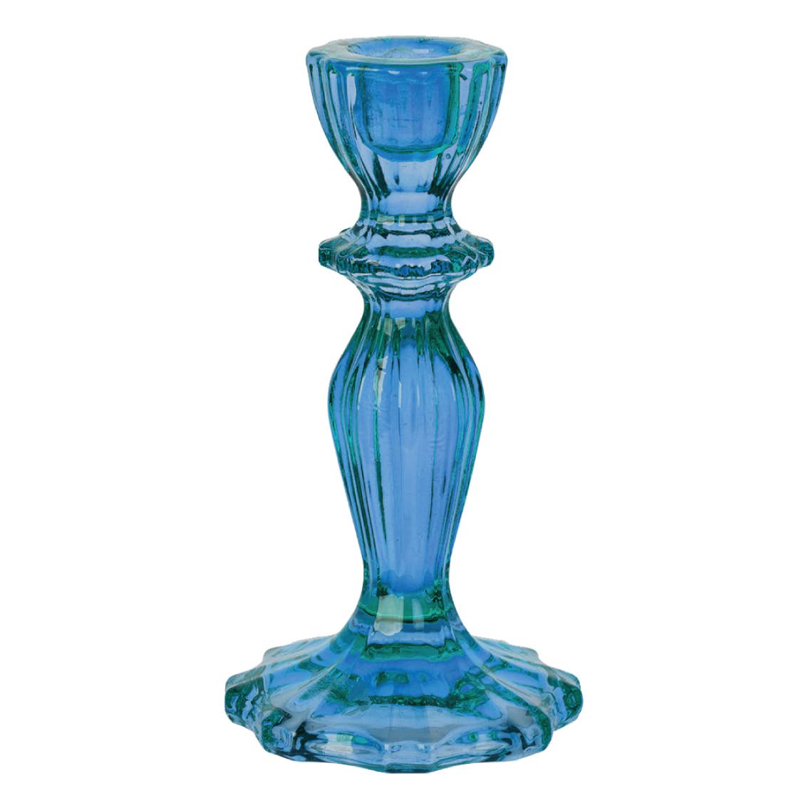 Blue Glass Candlestick Holder - Home Décor - HER Home Design Boutique