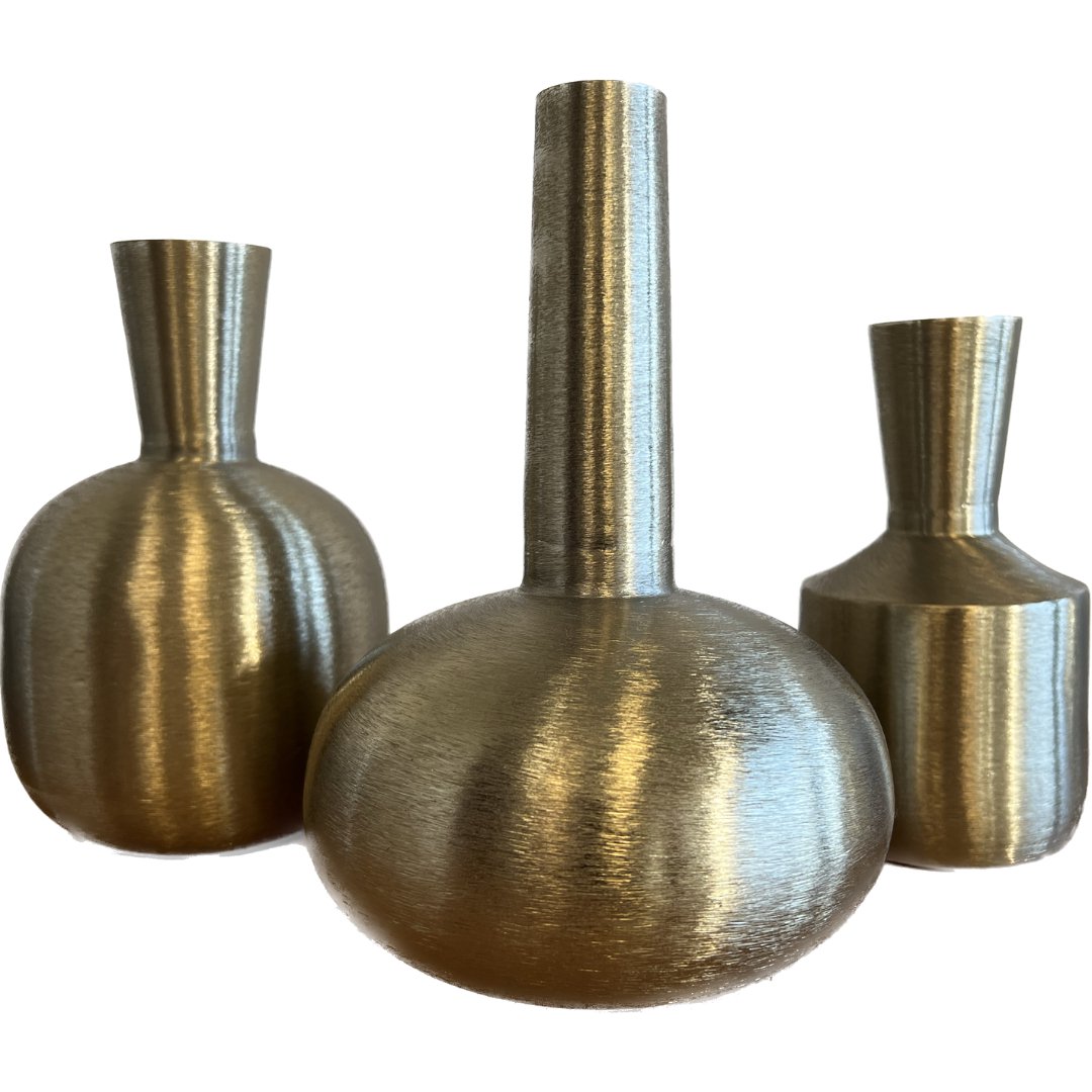 Brushed Brass Mixed Vases (Set of 3) - HER Home Design Boutique