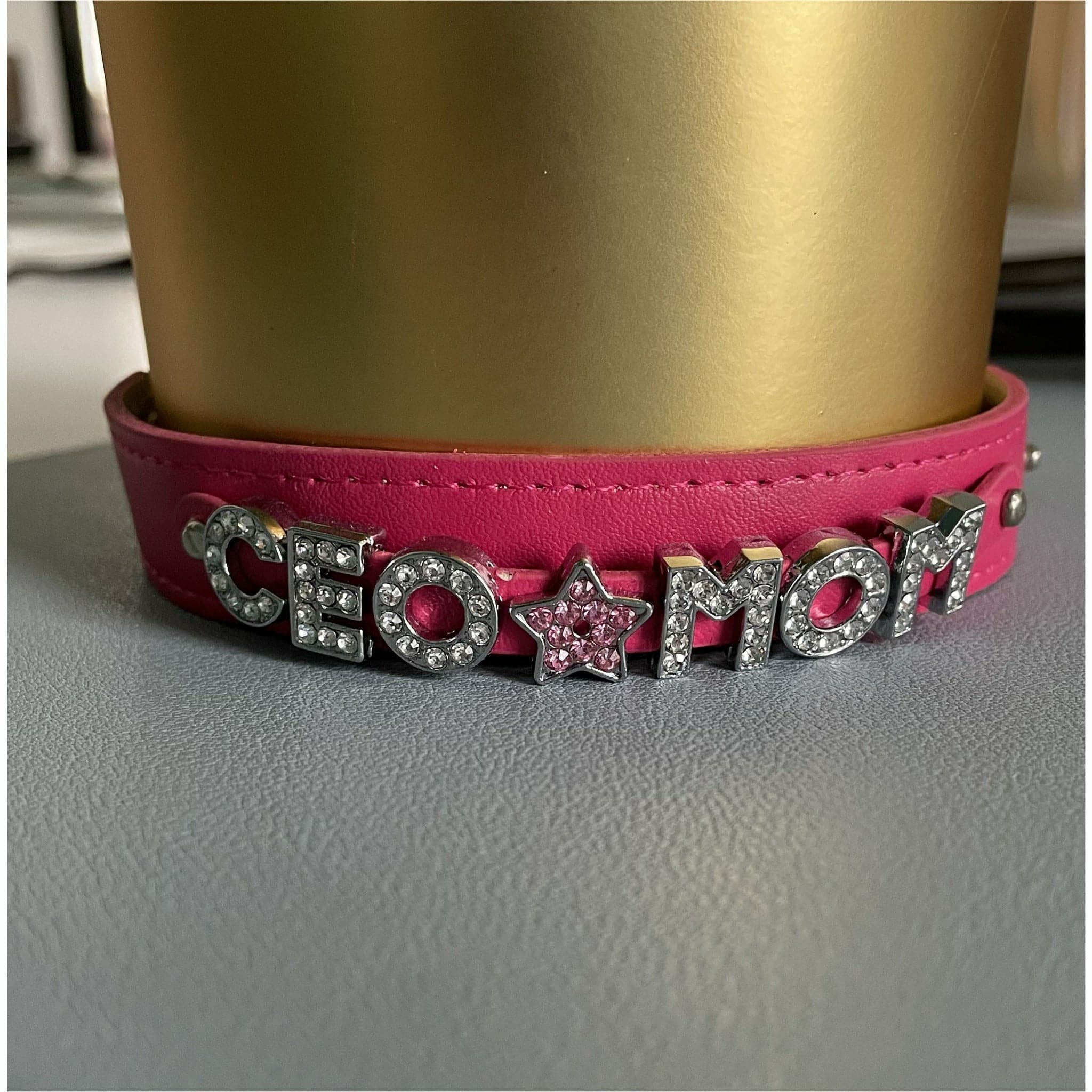 "CEO MOM" Hot Pink Leather Bracelet - HER Home Design Boutique