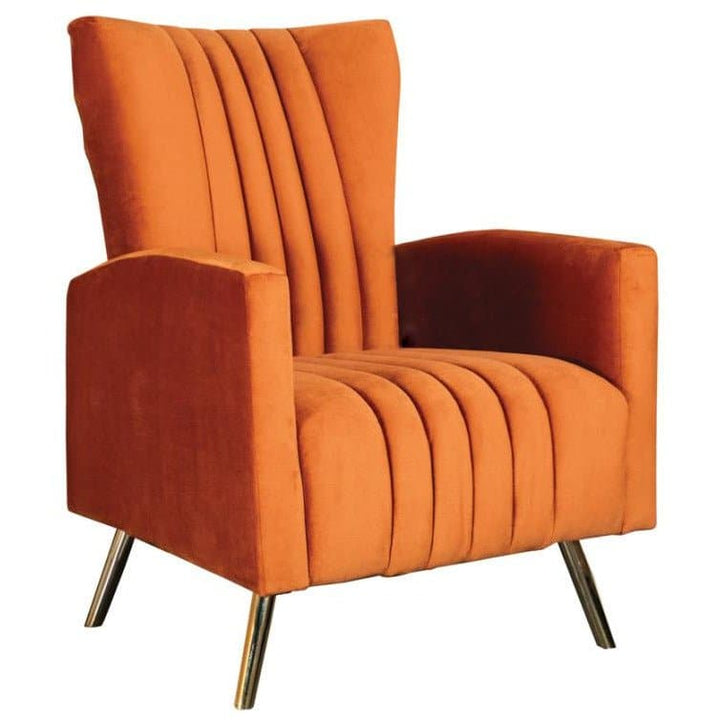 Channeled Tufted Upholstered Accent Chair in Rust - HER Home Design Boutique
