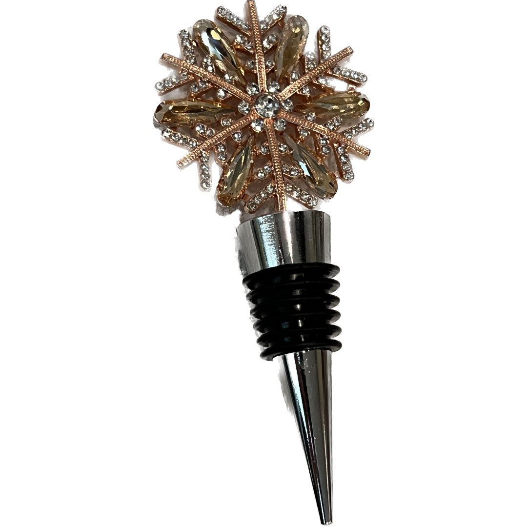 Christmas Crystal Snowflake Bottle Stopper in Yellow - HER Home Design Boutique