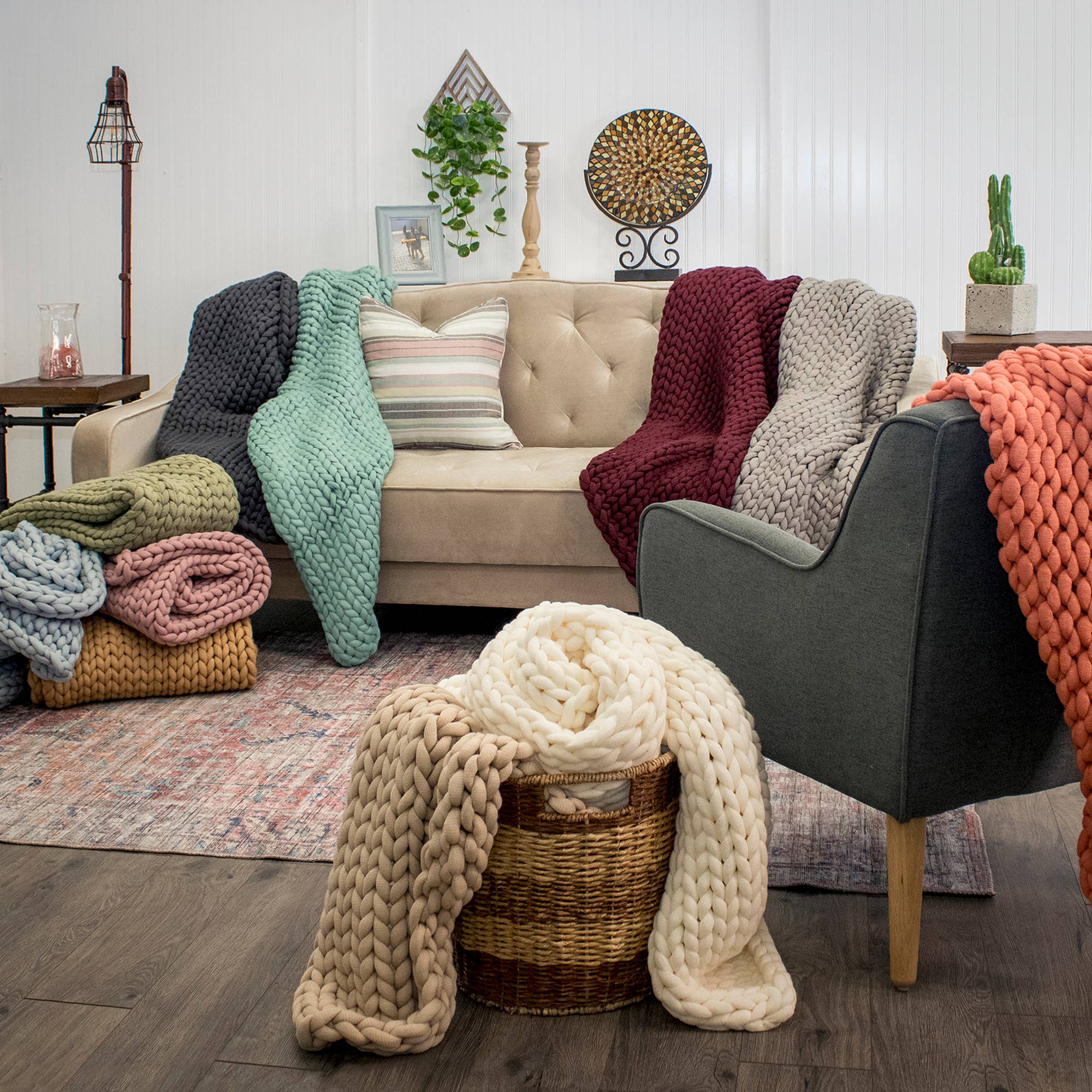 Chunky Knit Throw - 17 colors: Mauve - HER Home Design Boutique