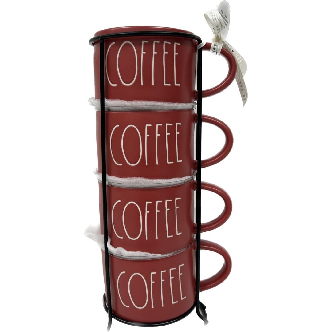 "Coffee" Mug in Red (Set of 4) - HER Home Design Boutique