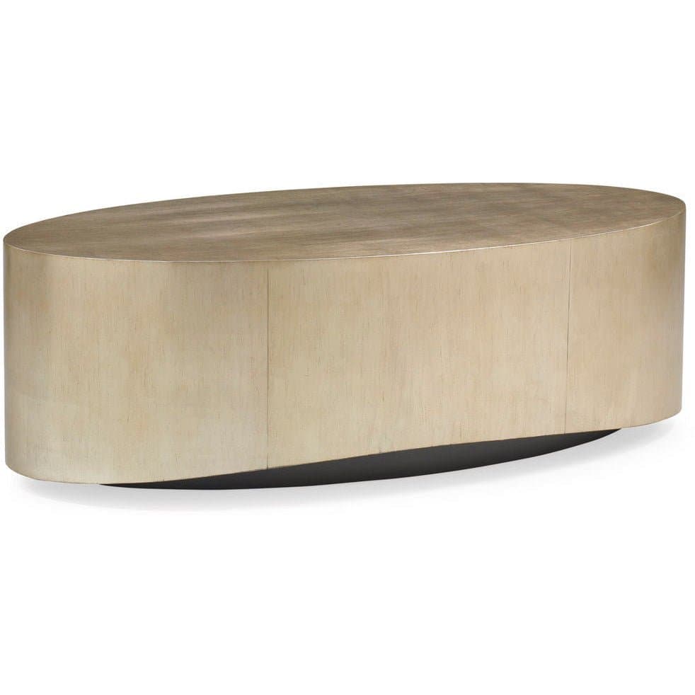 Come Oval Here! Modern Classic Gold Leaf Hardwood Oval Drum Coffee Table - HER Home Design Boutique
