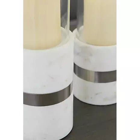 Contemporary Candle Holders in White Marble - HER Home Design Boutique