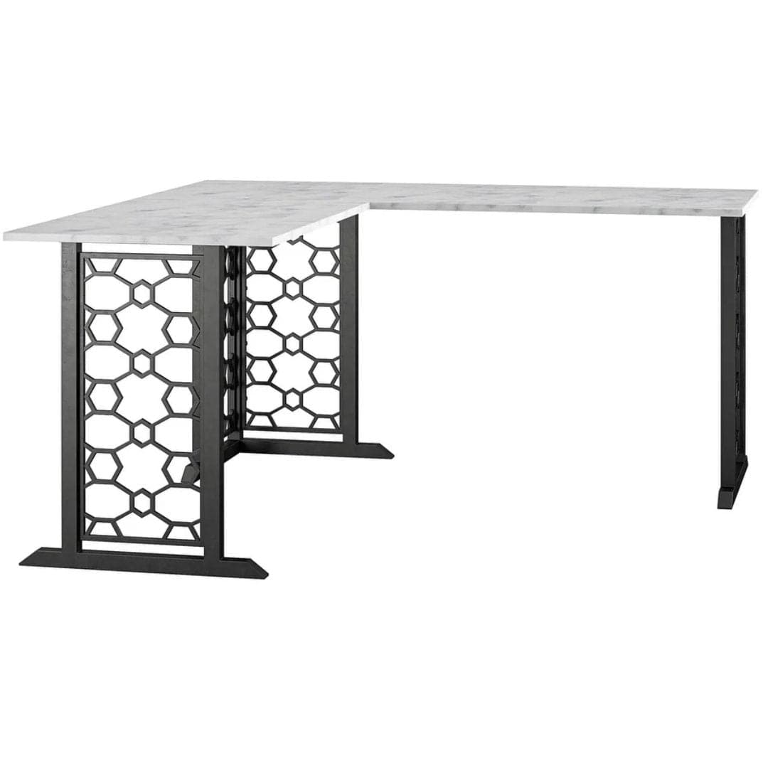Contemporary L-Shaped Desk with Black Legs - HER Home Design Boutique