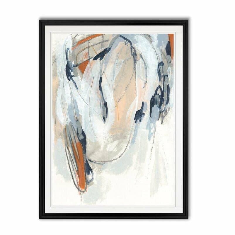 Contemporary Orange Cream and Navy Art - HER Home Design Boutique
