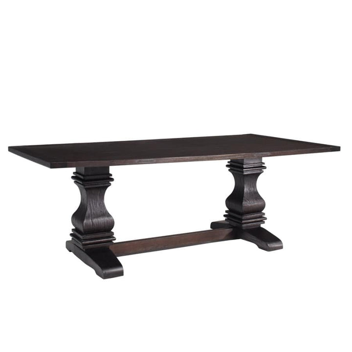Double Pedestals Dining Table in Rustic Espresso - HER Home Design Boutique