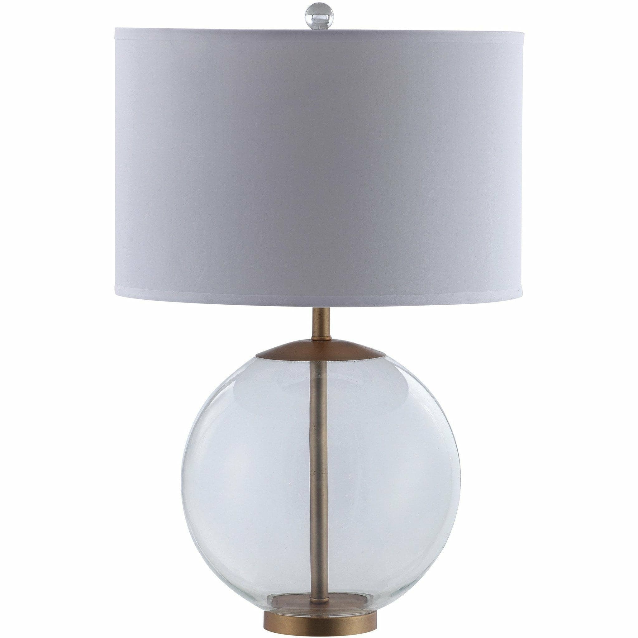 Drum Shade Table Lamp With Glass and Brass Base - HER Home Design Boutique