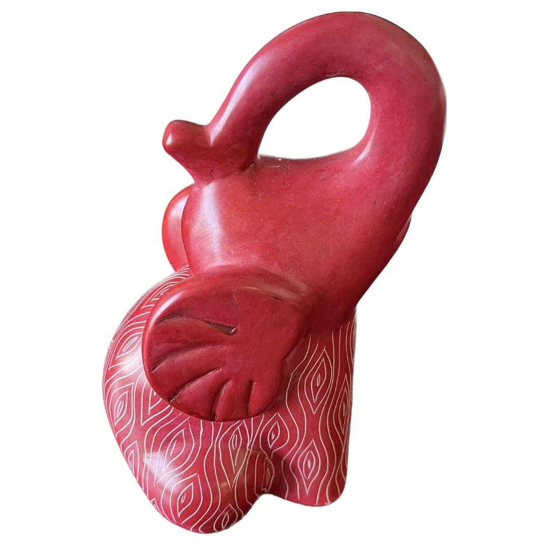 Elephant Figurine with Boho Texture in Red - HER Home Design Boutique
