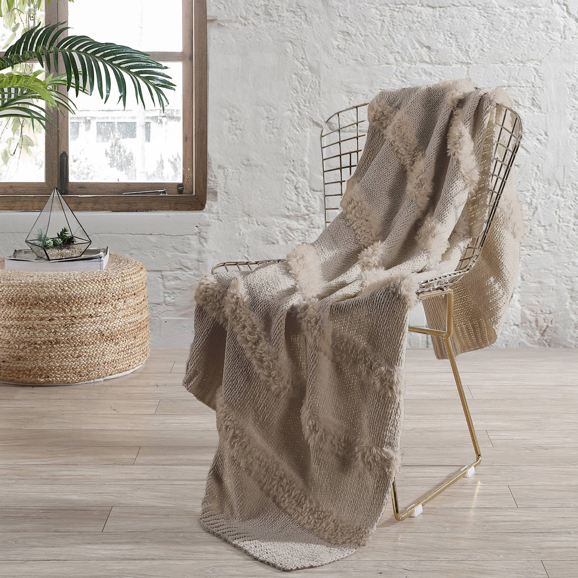 Farrah 50 x 60 Inch Throw: Ivory - HER Home Design Boutique