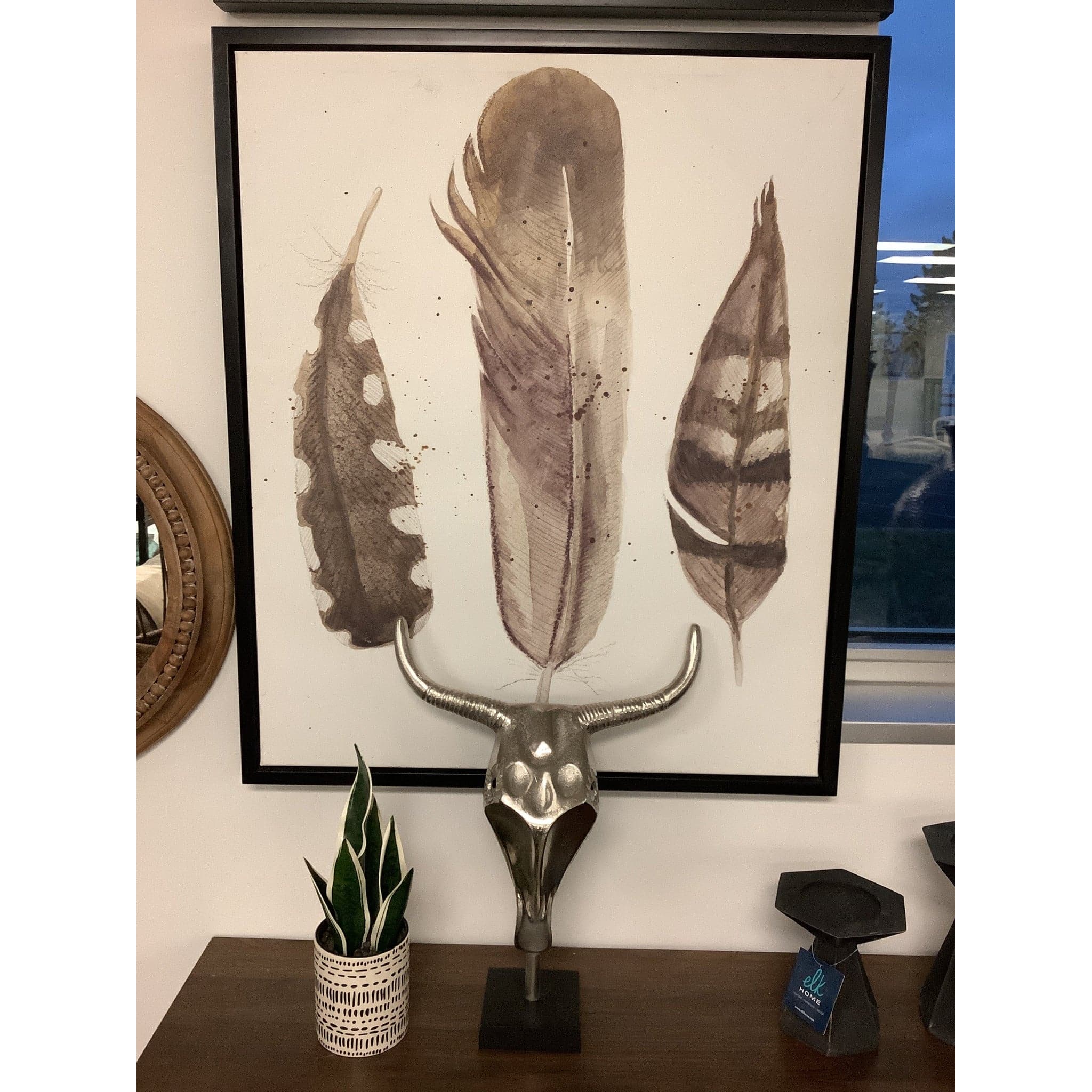 Feather Watercolor Painting 34"X44" - HER Home Design Boutique