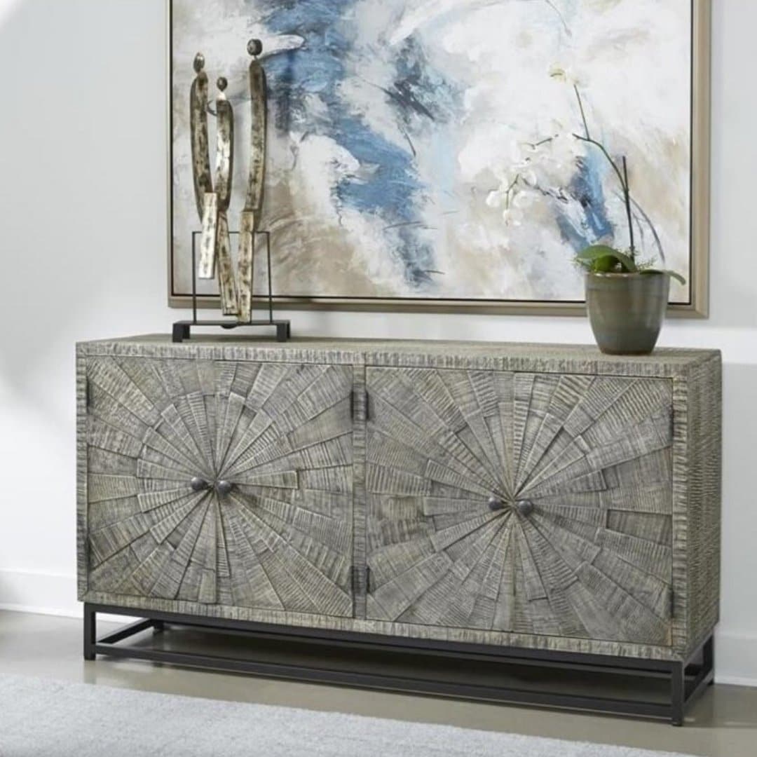 Four Door Credenza in Brownish Gray - HER Home Design Boutique