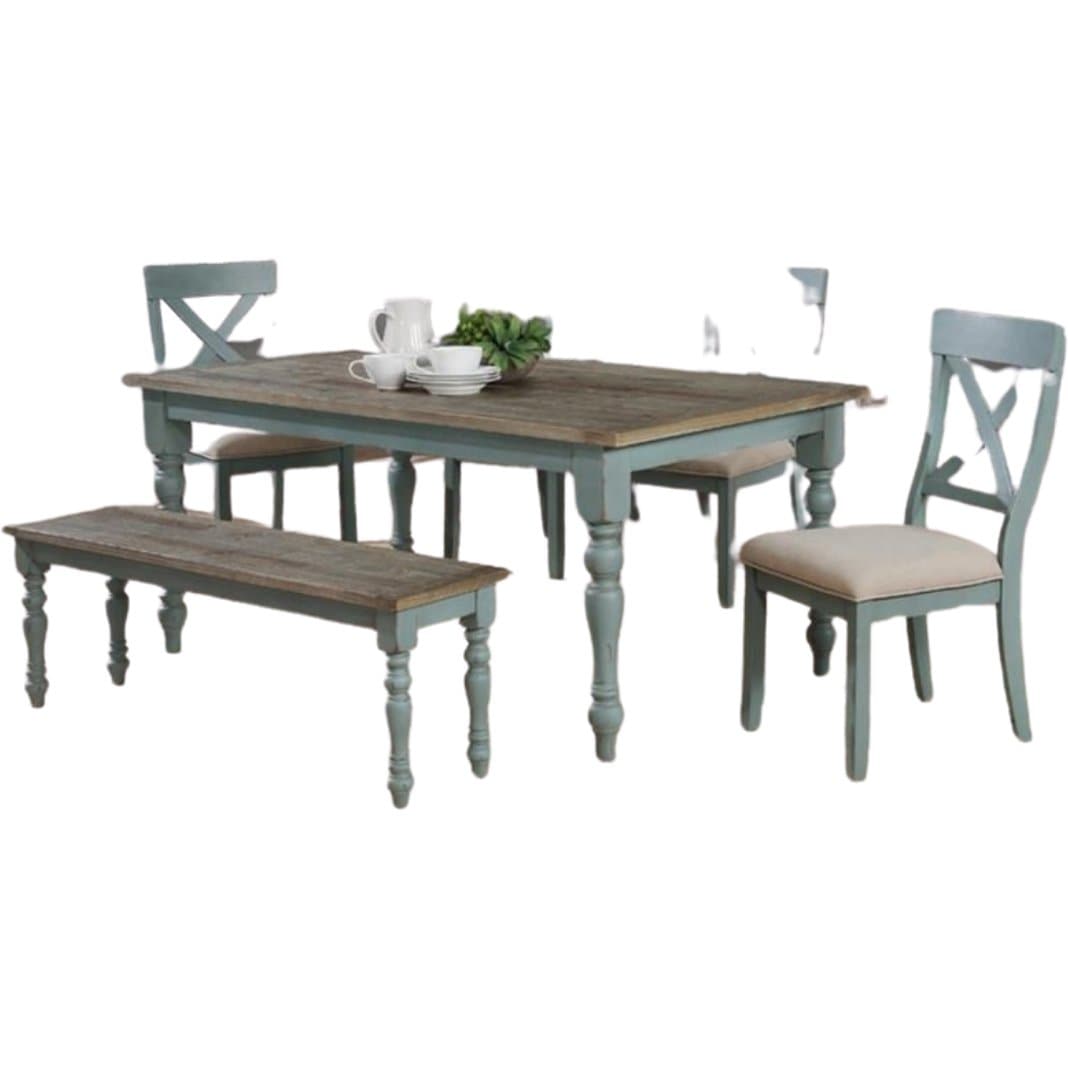 French Country Dining Set in Robin Egg Blue - 6 PC Set - HER Home Design Boutique