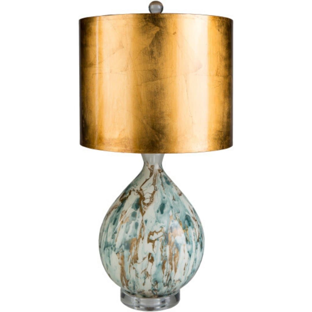 Gabrial Table Lamp in Aqua and Gold - HER Home Design Boutique