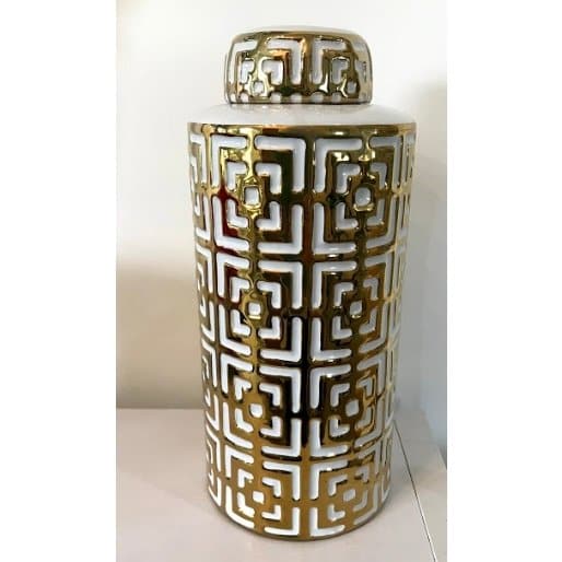 Geometric Gold and White Vase - HER Home Design Boutique