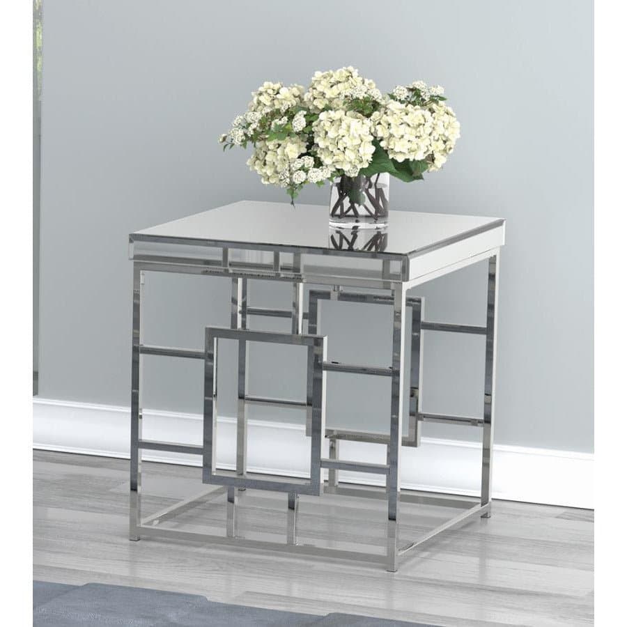 Geometric Square End Chrome End Table in Chrome - HER Home Design Boutique