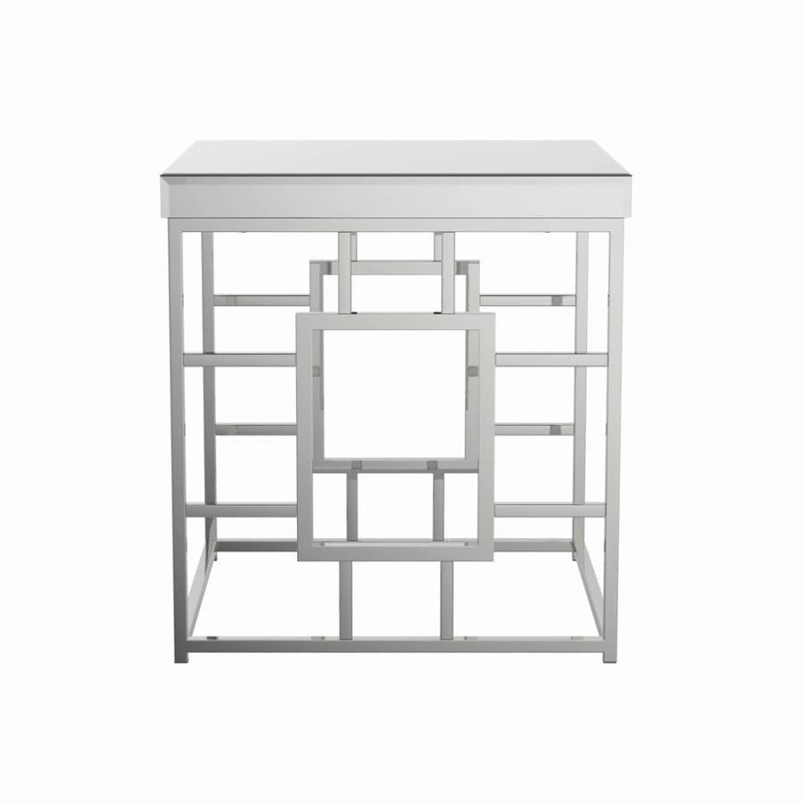 Geometric Square End Chrome End Table in Chrome - HER Home Design Boutique
