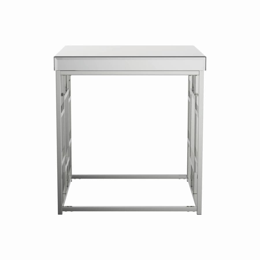 Geometric Square End Chrome End Table in Chrome - HER Home Design Boutique