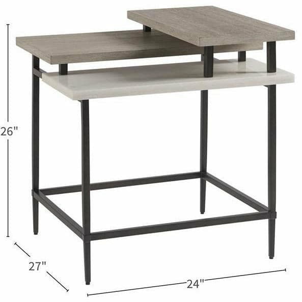 Geometric Stone and Wood Accent Table - HER Home Design Boutique