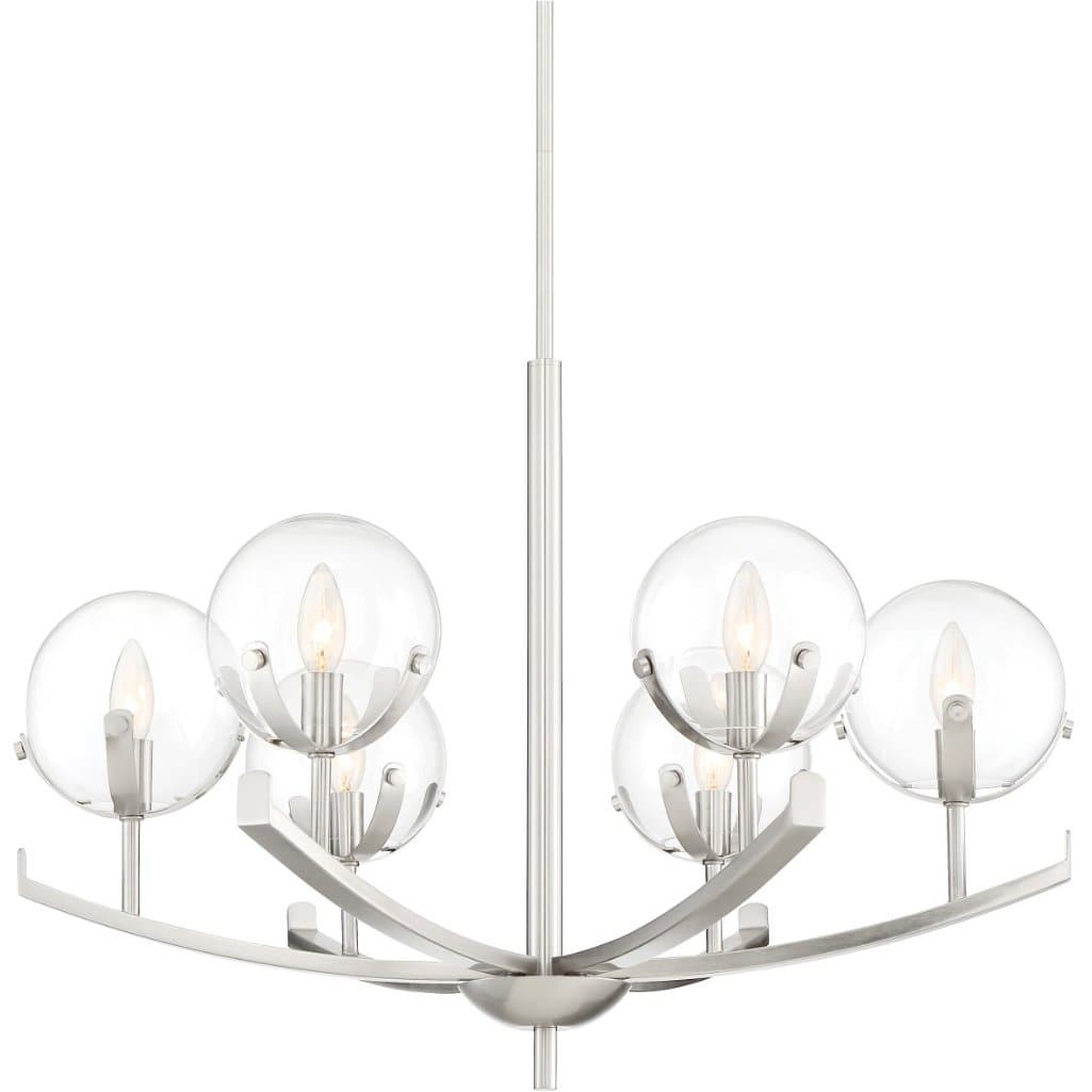 Globe 6 Light 28" Wide Chandelier in Brushed Nickel - HER Home Design Boutique