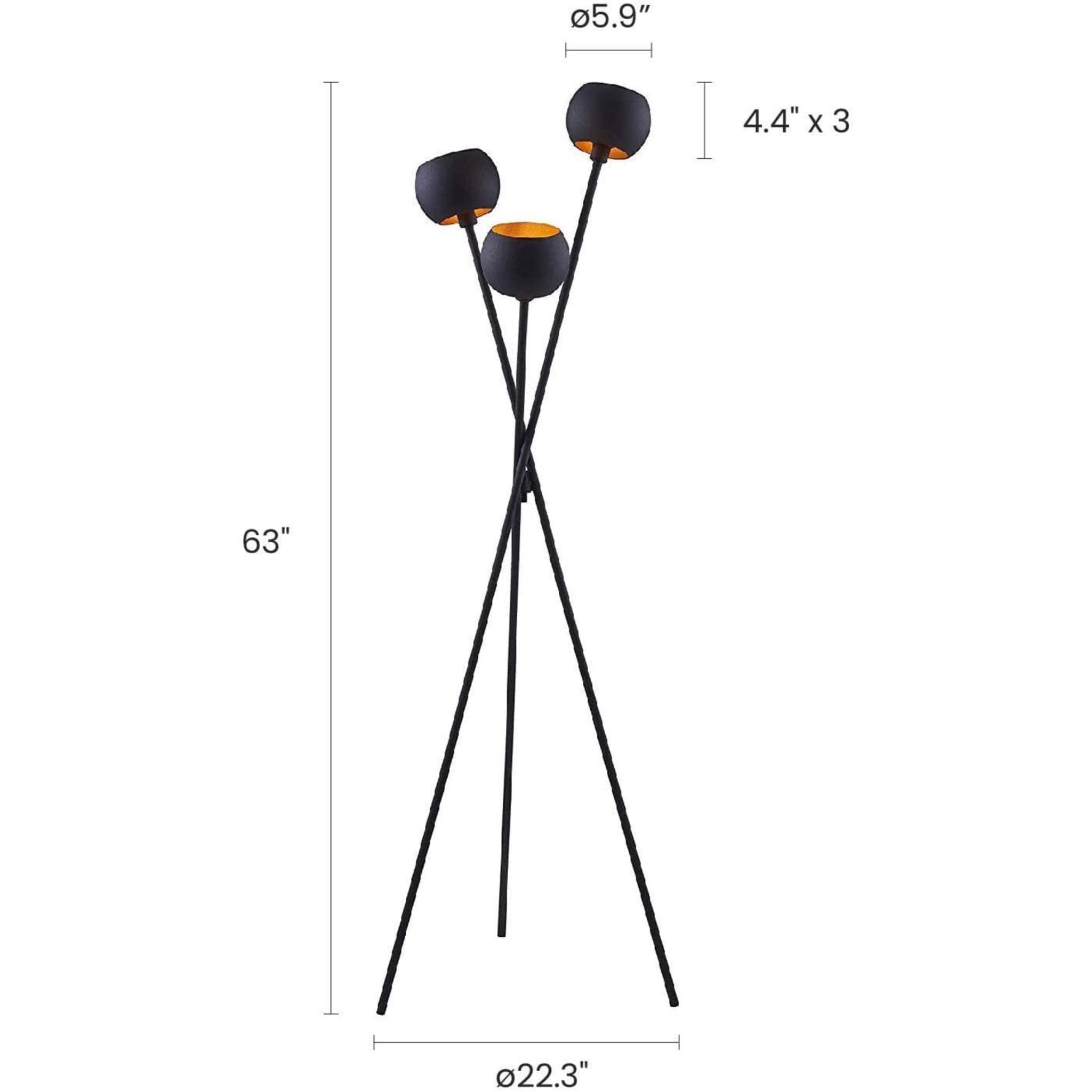 Globe Tripod Legs-Metal Tripod Floor in Matte Black - HER Home Design Boutique