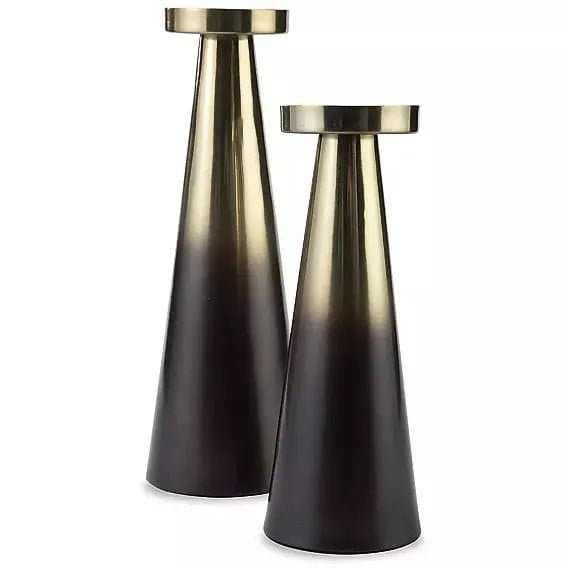 Gold and Black Metal Candle Holders, Set of 2 - HER Home Design Boutique