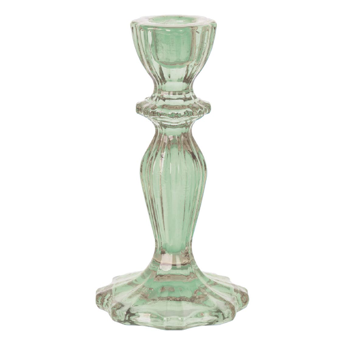 Green Glass Candlestick Holder - Spring Décor - HER Home Design Boutique