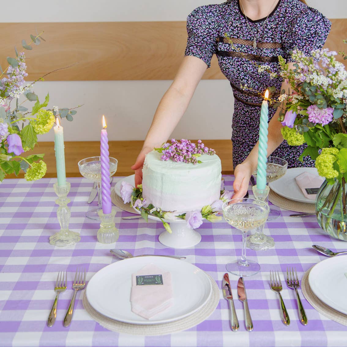 Green Glass Candlestick Holder - Spring Décor - HER Home Design Boutique