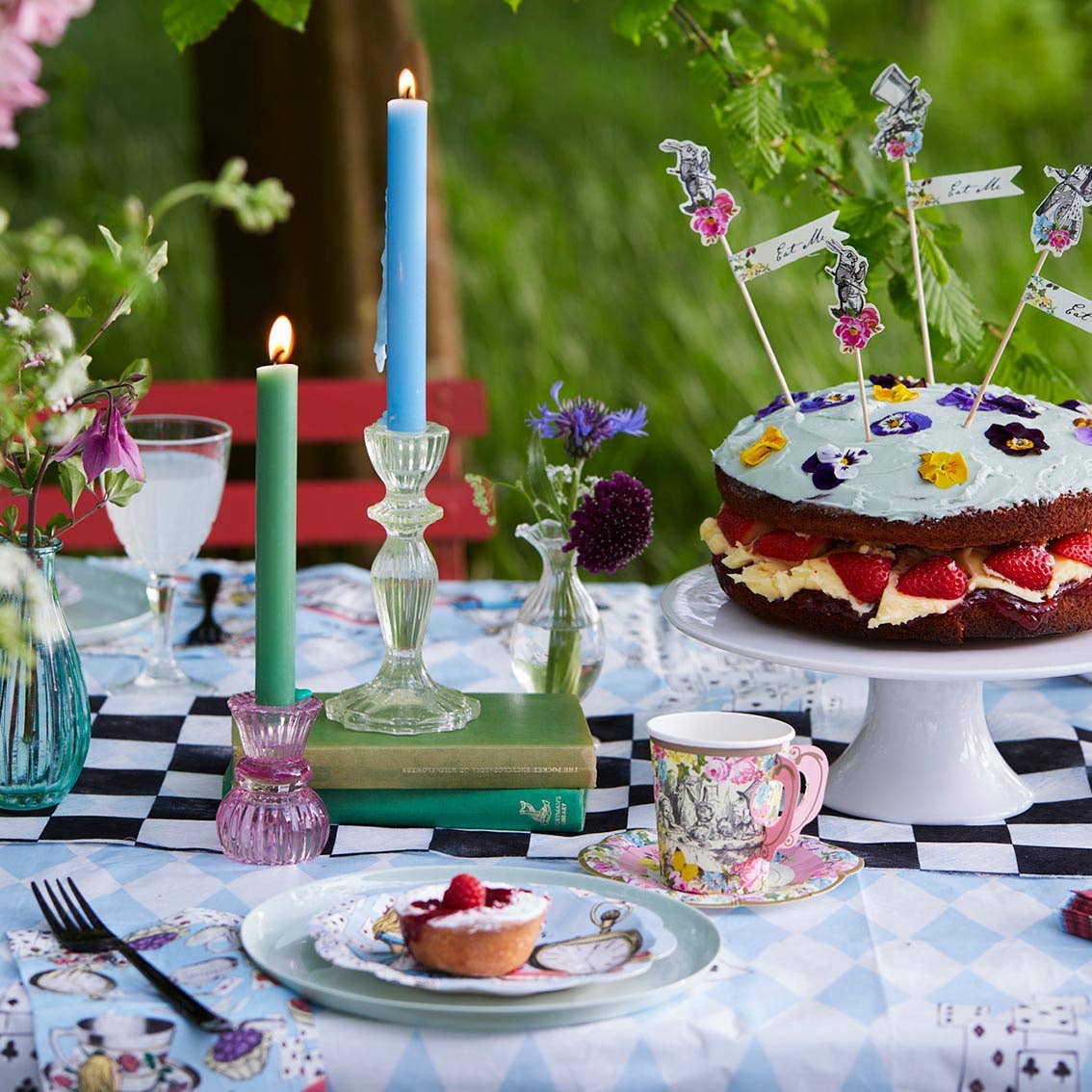 Green Glass Candlestick Holder - Spring Décor - HER Home Design Boutique