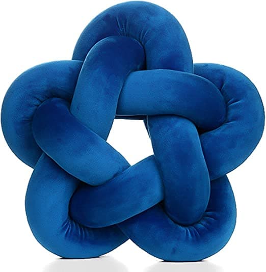 Handmade Plush Knotted Star Throw Pillow in Royal Blue - HER Home Design Boutique