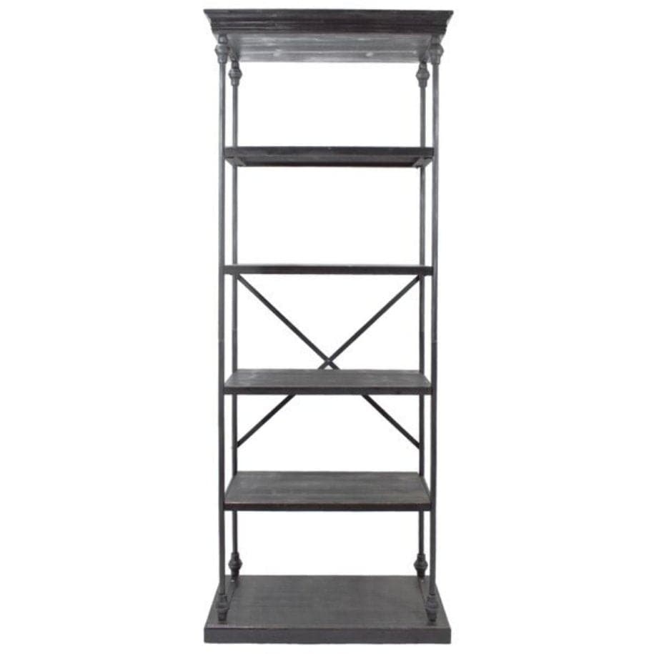 Industrial 5 Shelf Bookcase in Dark Walnut - HER Home Design Boutique