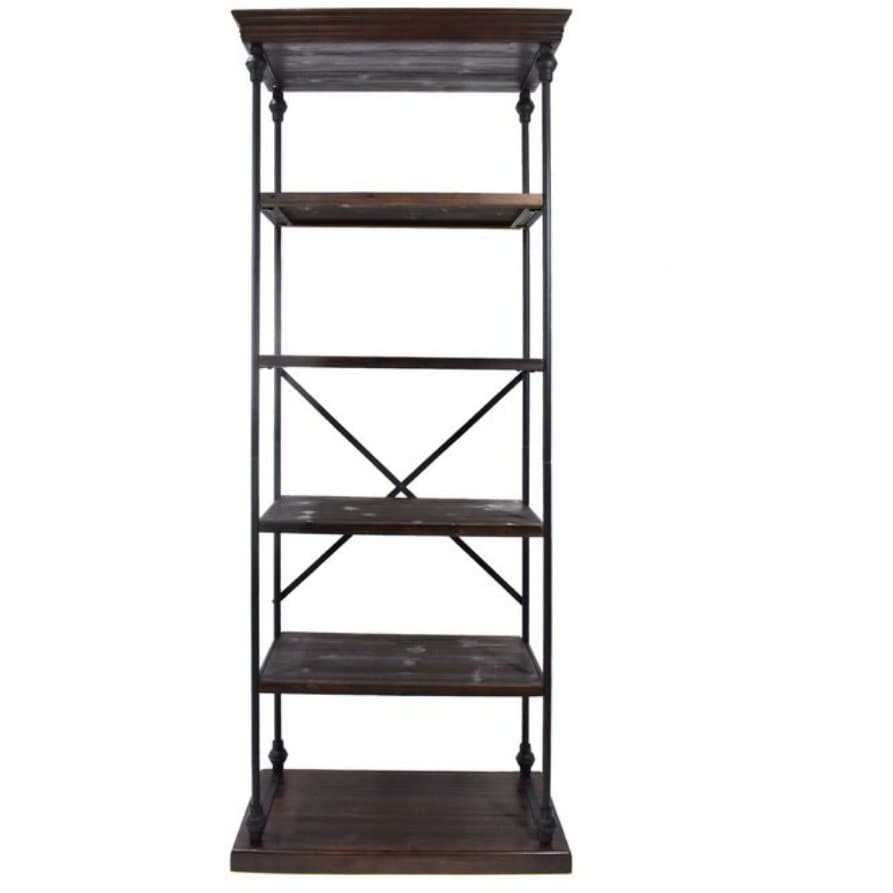 Industrial 5 Shelf Bookcase in Dark Walnut - HER Home Design Boutique
