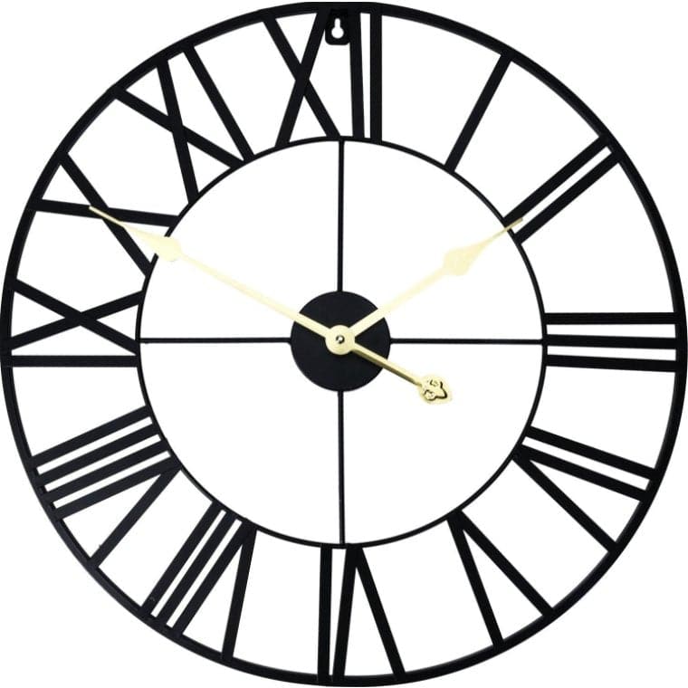 Industrial Metal Wall Clock with Gold Hands - HER Home Design Boutique