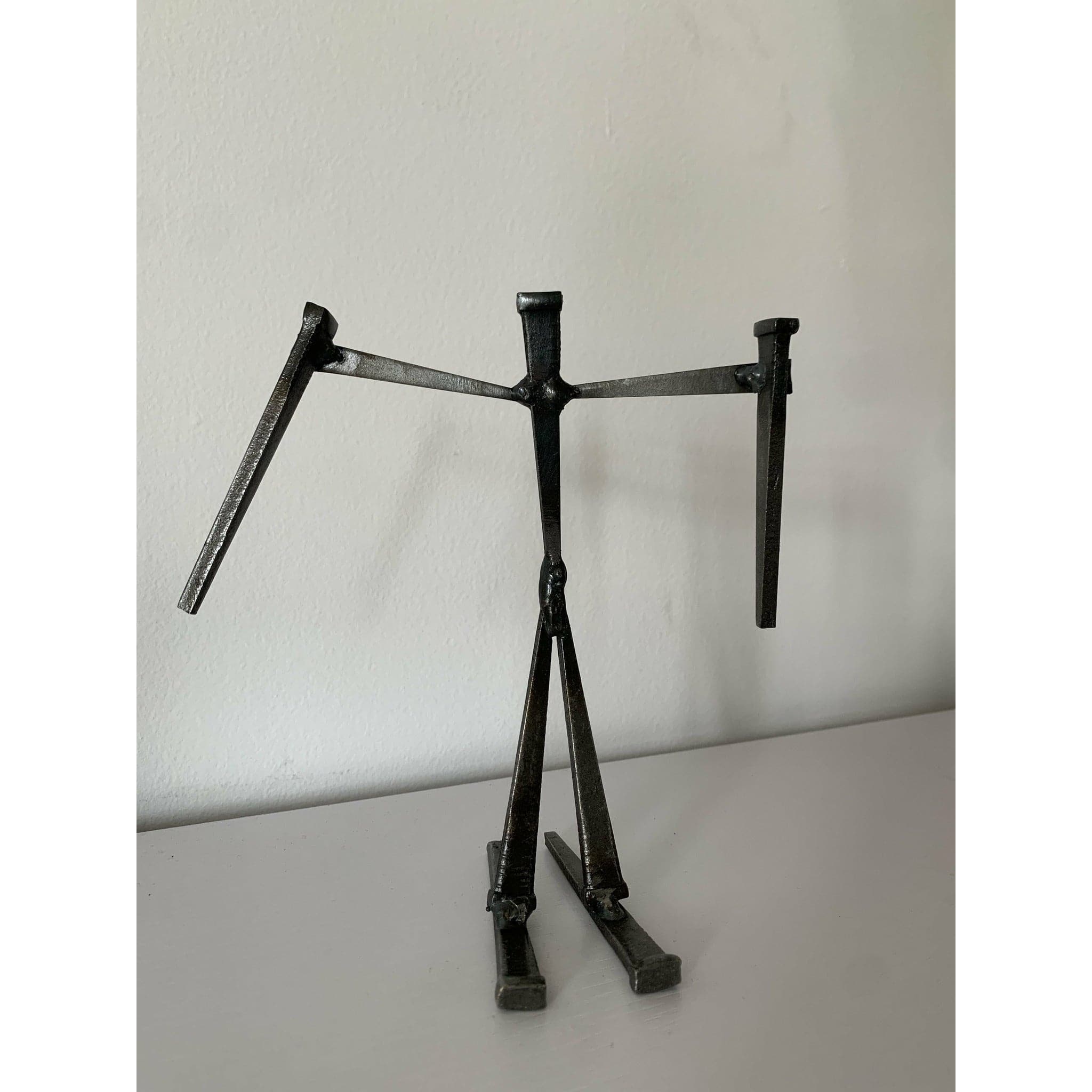 Industrial Nail Welded Figurine: Skier 1 - HER Home Design Boutique