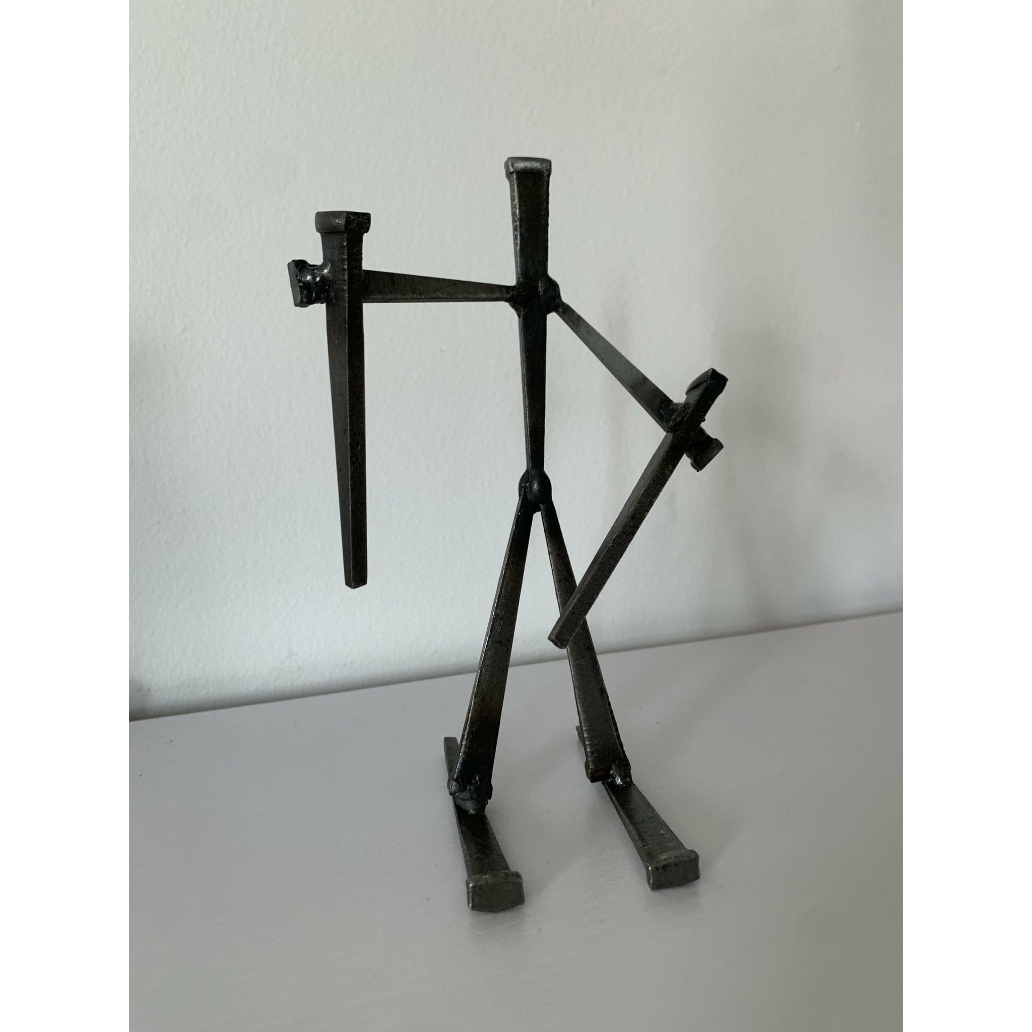 Industrial Nail Welded Figurine: Skier 2 - HER Home Design Boutique