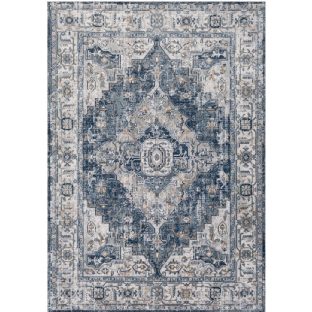Jay Area Rug in 7'10" x 10' in Blue and Gray Tones - HER Home Design Boutique