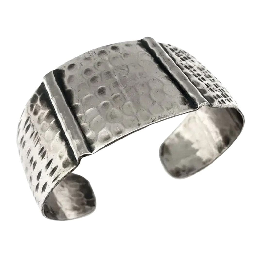 Kashi Silver Metal Embossed Metal Bracelet Cuff - HER Home Design Boutique