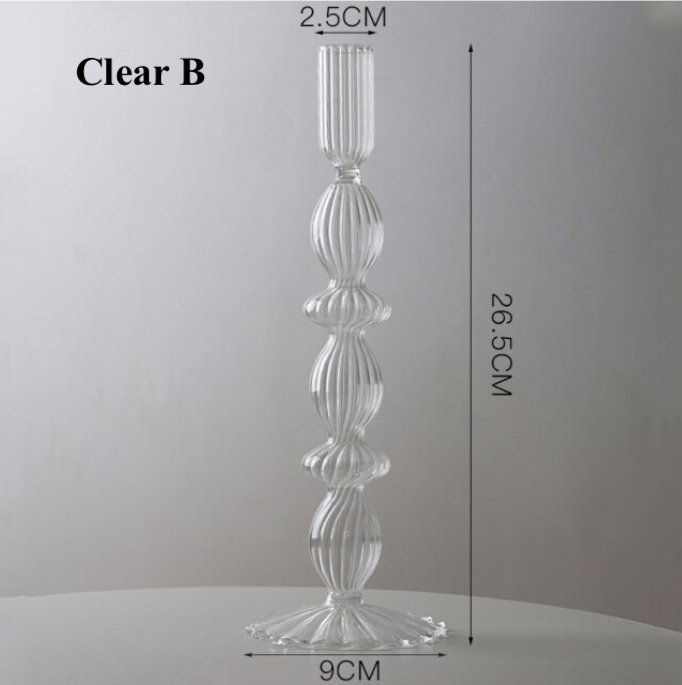 Lace Taper Glass Candlestick Holder: Green - HER Home Design Boutique