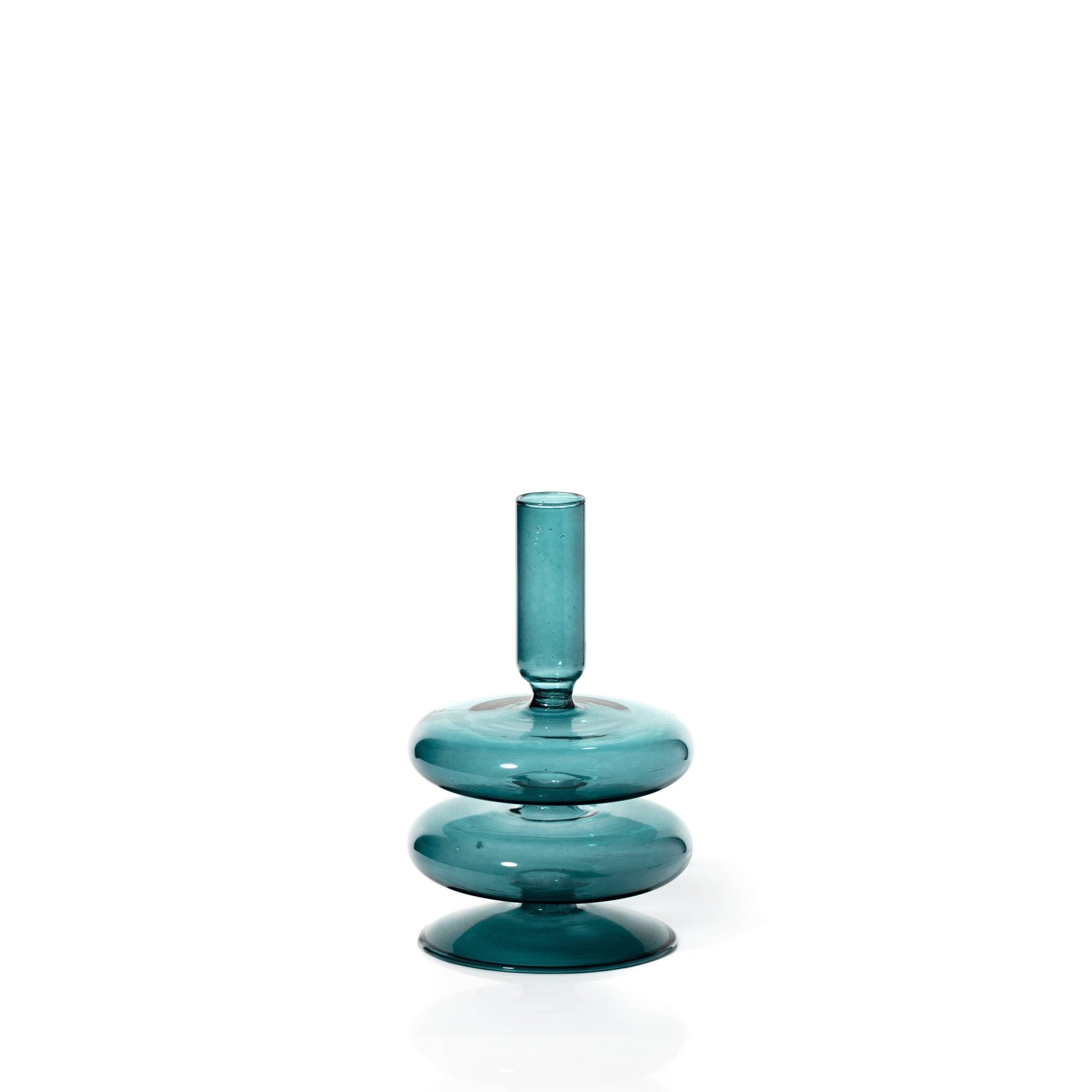 Maegen Taper Holder - Coloured Glass - Ocean Teal - HER Home Design Boutique