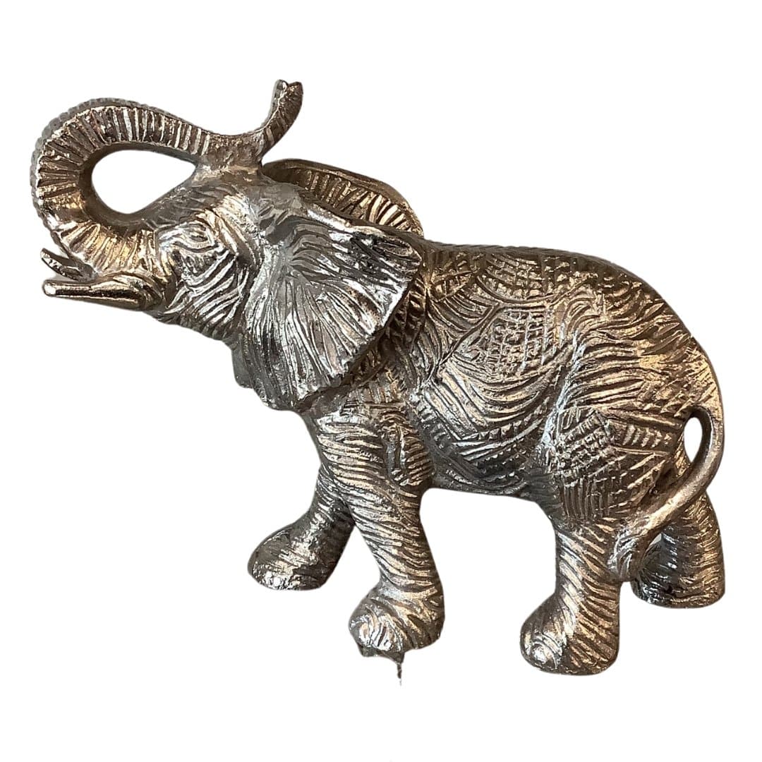 Metal Elephant Statue in Silver - HER Home Design Boutique