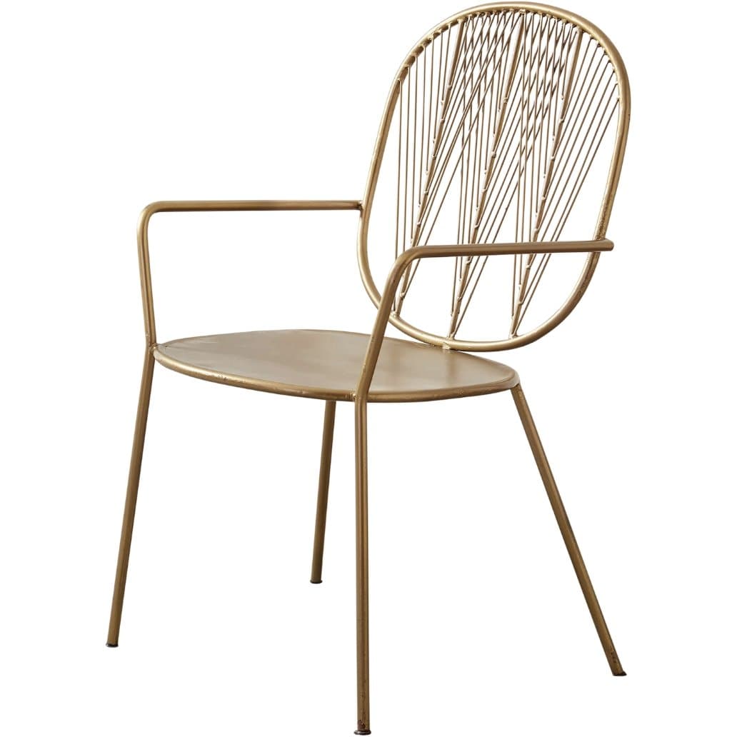 Metal Solid Seat Accent Chair in Gold (Set of 2) - HER Home Design Boutique