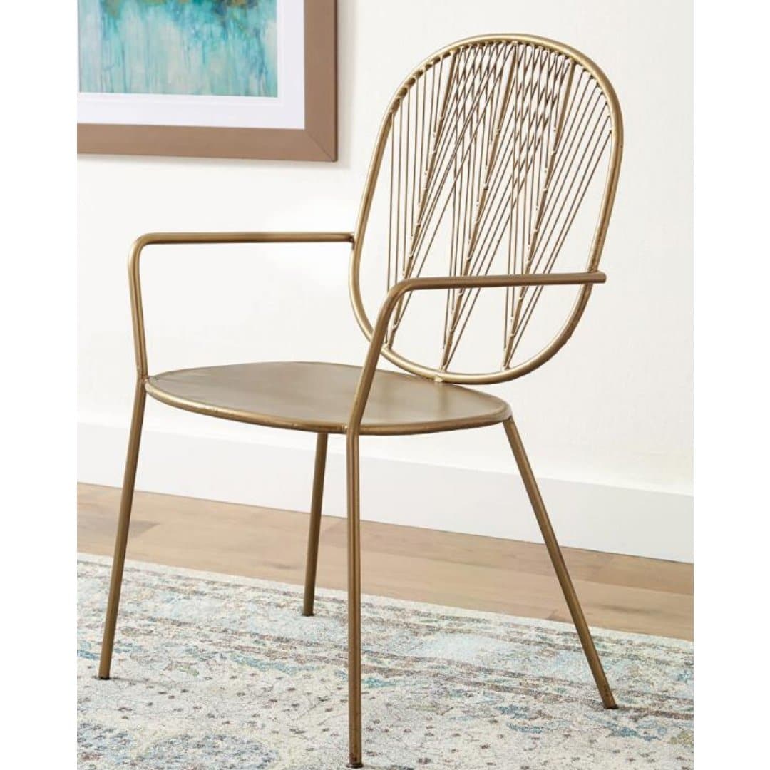 Metal Solid Seat Accent Chair in Gold (Set of 2) - HER Home Design Boutique