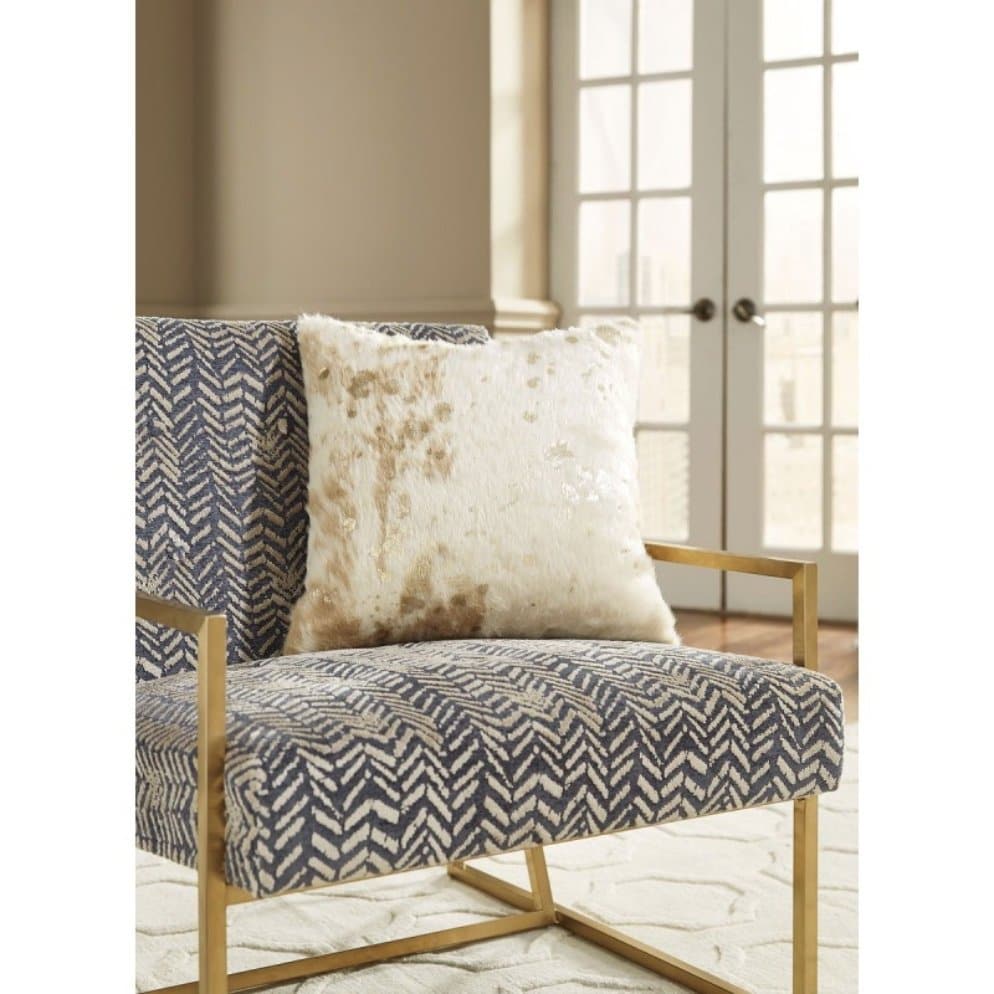 Metallic Fur Throw Pillows in Cream and Gold (Set of 2) - HER Home Design Boutique