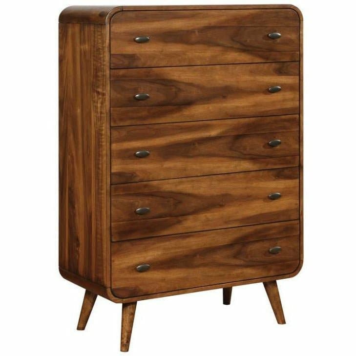 Mid-Century Modern 5-Drawer Chest in Walnut - HER Home Design Boutique