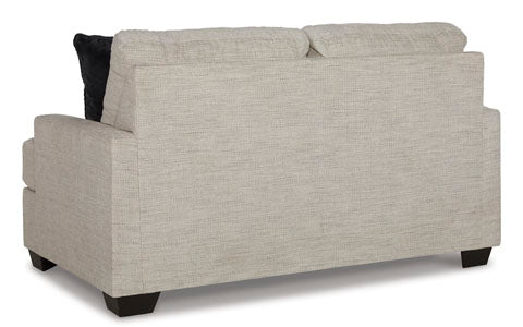 Mid Century Modern Platform Loveseat in Pebble - HER Home Design Boutique