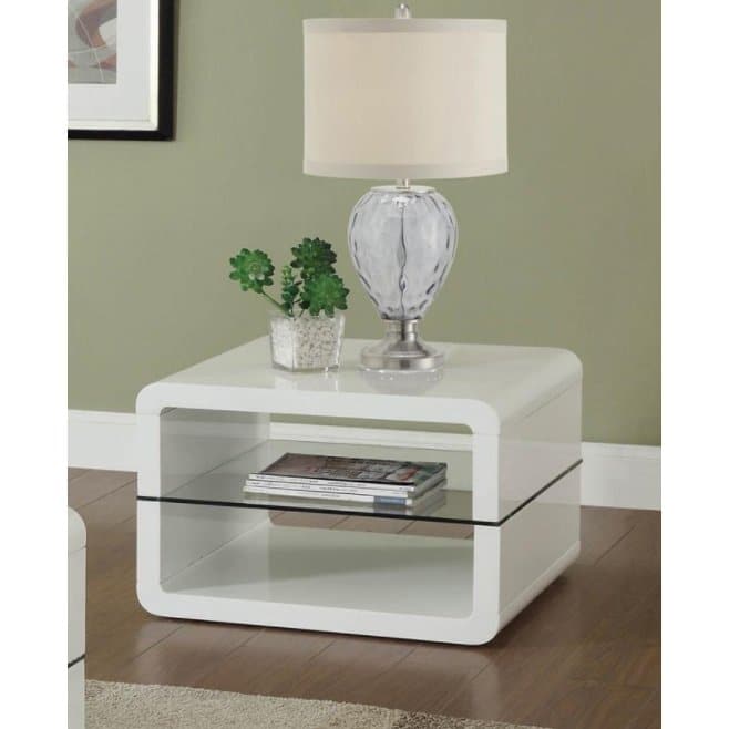 Modern Coffee Table with Glass in White - HER Home Design Boutique