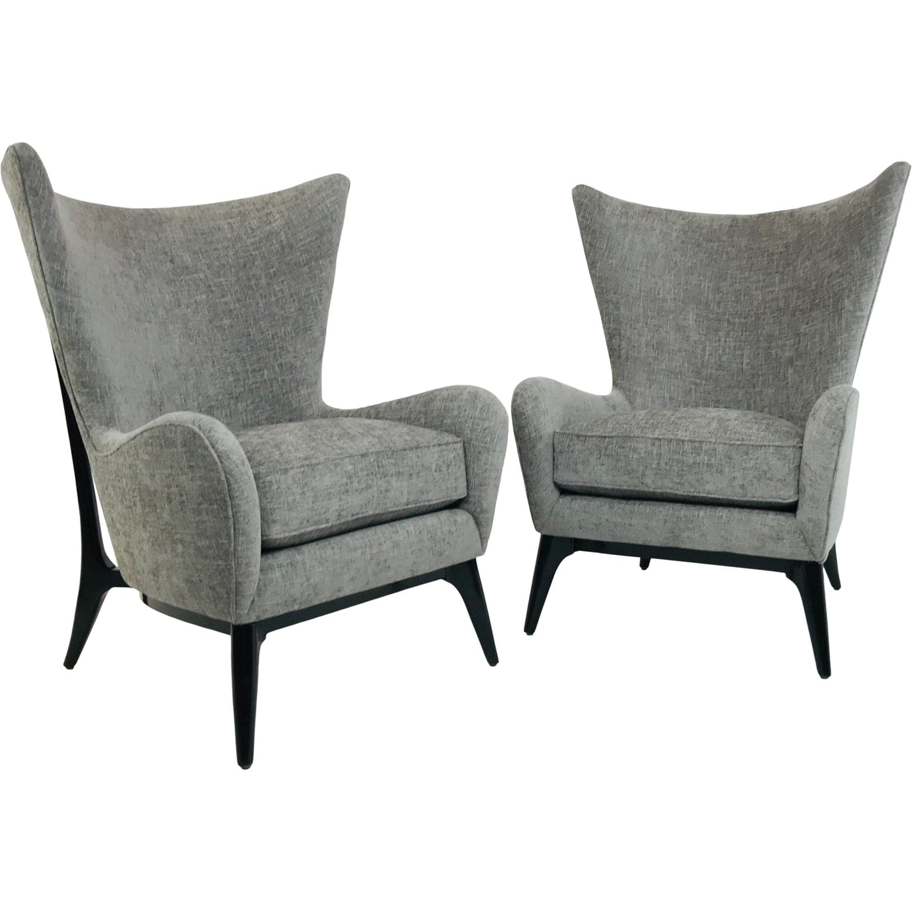 Modern Grey Upholstered Mid Century Wingback Chair - HER Home Design Boutique